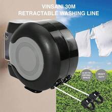 30m Retractable Clothes Reel Double Washing Line Wall Mounted Outdoor Drying Hot - A - View 4