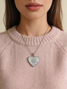 Suteyi 1件装“致我的女儿”刻字心形吊坠项链，来自祖母/母亲/女儿，送给女性/女孩的励志礼物，生日/婚礼/情人节 - 銀色 - 查看 8