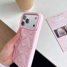 蝴蝶结软硅胶手机壳，兼容苹果 17 Pro Max，也适用于 16 Pro、15 Plus、14，防摔，液态硅胶材质，甜美浪漫，防指纹 - 粉色 - 查看 2