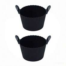 Revestimiento de silicona para freidora de aire, Estera de silicona reutilizable para freidora de aire, Accesorios para freidora de aire, Papel de horno de repuesto, Moldes de horneado de múltiples piezas - Negro - Ver 7