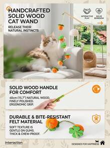 PETSIN Đũa trêu mèo Bountiful Tomato, Đồ chơi mèo Felt Bell Persimmon, Đồ chơi thú cưng - Nhiều màu - Xem 5