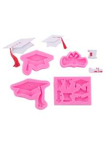 1pc/4 PCS Graduation Chocolate Fondant Molds, Silicone Graduation Cap Diploma Candy Molds For Cake, Cupcake Decorations, Graduation Party Supplies - 彩色 - 查看 8
