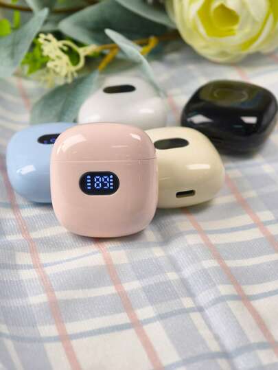 TWS蓝牙耳机，入耳式设计，高清音质，通话降噪，马卡龙配色。这款时尚百搭的耳机是女士旅行、运动或户外露营的理想之选，可与智能手机和电脑无缝连接，并提供超长续航时间。