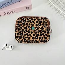 Corduroy Flip Cover Card Holder/Coin Purse, Multi-Function Leopard Print Organizer Pouch, Women's Portable Lipstick & Cosmetic Bag, Can Store Various Small Items - Multicolor - View 18