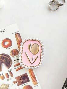 1个方形蓝宝石郁金香珍珠气囊手机支架，创意背装式夏季风格手机配件 - 彩色 - 查看 5