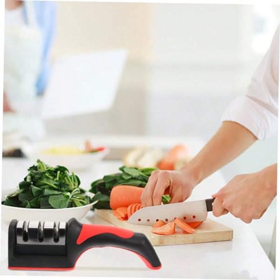 Multi-Functional Professional Knife Sharpener Suitable For Serrated And Straight Knives - Black and Red - View 1