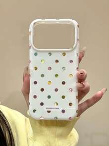 Ốp điện thoại phong cách Hàn Quốc Ins mạ vàng chấm bi nhiều màu sắc, tương thích với iPhone 17 Pro Max, 16 Pro, 14 Pro mới, 15 Pro Max, 13, ốp bảo vệ chống rơi bằng silicon. - Nhiều màu - Xem 3