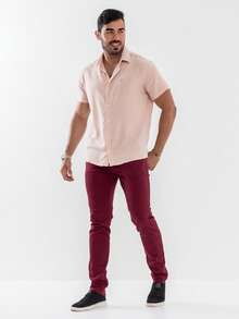 Urban Zone Jeans Men's Slim Fit Casual Twill Pants With Elastane - 酒紅色 - 查看 6
