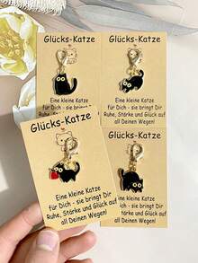 1 Set Cute Black Cat Keychain Set With Lucky Cat Inspirational Card - Lobster Clasp, Adorable Cat Series, Birthday Wedding Valentine's Day Party Gift, Decorative Accessory, Ideal For Girls, Women, Cat Lovers Lucky Gift - For Bags, Keys, Party Decor, Holiday Decor, Wedding Gifts, Animal Keychains, Gift Set, Lucky Gift For Family, Coworkers, Neighbors, Classmates Gifts For Mother, Father, Graduation, And Teacher - Multicolor - View 7