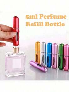 1pcs Refillable Perfume Atomizer Spray Bottle, Single Pack, Shiny Pink Fragrance Bottle Sprayer Pump Storage Container For Travel, Living Room, Bedroom, Bathroom Home Decor, Wedding, Party, Birthday, Men's Gift, Mom Dad Friend, New Year, Accessory, Fun Gift Easy To Carry Around Cosmetic And Perfume Refill Bottle - Randomly 1pcs - View 3