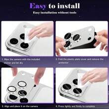 Alloy Shockproof 9H Tempered Glass Camera Lens Protector Film Compatible With Iphone 17 Series Full Coverage Ultra-Clear Lens Film Compatible With Phone Case Anti-Scratch Anti-Shock Metal Camera Lens Protective Cover Spring Gift - Silver - View 5