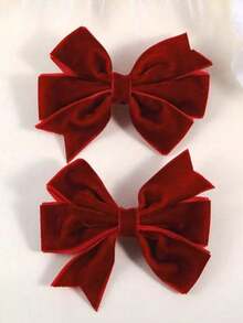 2 piezas Pinzas para el cabello con lazo de peluche para mujeres, accesorios decorativos para el cabello para adolescentes, pinzas de caimán de unicolor de peluche burdeos, para verano, vacaciones, viajes, festivales, fiestas - Burdeos - Ver 2