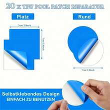 20pcs Square Underwater Self-Adhesive Pool Patch Kit, Inflatable Swimming Ring Repair Patches For Above Ground And Water Parks - Blue - View 4