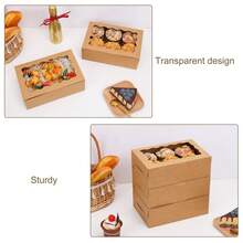 Cookie Boxes With Window, 9x6x3 Inch Brown Bakery Boxes Pastry Containers For Chocolate Covered Strawberries, Candy, Muffins, Donuts - Brown - View 6