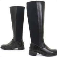 Women's High-Top Riding Boot With Side Zipper, Comfortable, Low Heel, Non-Slip, Stylish Winter Fashion - Negro - Ver 9