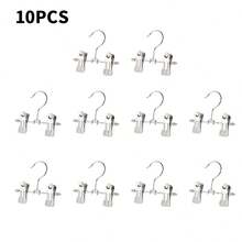 10pcs Stainless Steel Pants Rack Clip Baby Clothes Hanger 360° Rotatable Silicone Clip Stainless Steel Children Trousers Hanger,Metal Drying Rack - Multicolor - View 16