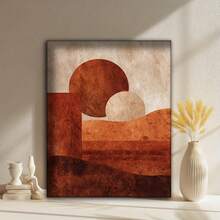 1pc Boho Abstract Terracotta & Burnt Orange Wall Arts - Unframed Canvas Wall Art Posters, Bohemian Earth Tone Decor For, Boho-Chic Aesthetic Painting - Color Blocks - View 5