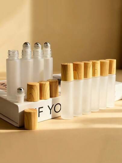 16 piezas de 0,34 oz (10 ml) Botellas rellenables de aceites esenciales con rodillo, botellas de vidrio transparente vacías con rodillo para perfume, botellas aplicadoras portátiles a prueba de fugas para aromaterapia, uso en el hogar, salón y cuidado de la piel