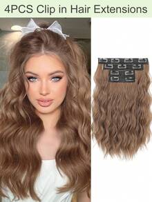 Curly Clip In Hair Extensions, 4PCS 12 Inch Wavy Hair Extensions Clip Ins - Lace Weft Soft Natural Hairpieces For Women - Multicolor - View 11