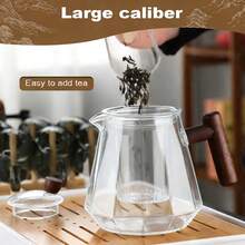 17oz/25oz Borosilicate Glass Coffee/Tea Pot With Wooden Handle, Removable Infuser, Stovetop - Multicolor - View 6