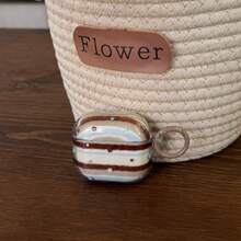 Funda azul y marrón a rayas con estrella y círculo Pro 3/2, 4/3/2, funda de auriculares elegante y minimalista para mujeres, compatible con Apple - Marrón - Ver 4