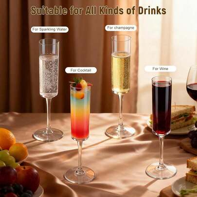 1/2/6/12 piezas Copas de champán de acrílico, 6 oz (aprox. 170.1 g), vasos para brindar transparentes, duraderos, hechos de material resistente de alta calidad, aptos para whisky, vino, cócteles, jugo e incluso postres. Excelente para cumpleaños, aniversario, despedida de soltera, cata de vinos, boda, suministros para fiestas de Año Nuevo