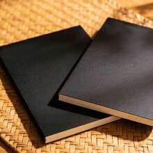 A5 Blank Black Cardstock Notebook, 368 Pages High Capacity, Minimalist Writing Journal - Black - View 6