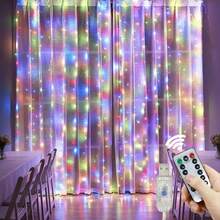4pcs LED Curtain Lights With 8 Lighting Modes, Color Changing, Remote Control, USB Powered Fairy Lights For Wedding, Party, Birthday, Christmas, Easter, Mother's Day, Halloween Decor, Hanging Backdrop - USB Plug Curtain Light - View 2