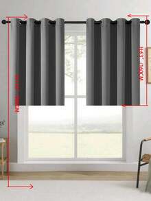 1pc/2pcs Solid Color Polyester Curtains, Energy Blackout Light Blocking Thermal Insulated Curtains For Kitchen, Dining Room, Living Room, Bedroom, Study Room In Black, Deep Grey - Dark Grey - View 19