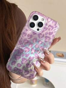 1 ốp lưng điện thoại họa tiết da báo tím ombre, bảo vệ toàn diện chống rơi vỡ, phù hợp với 11/12/13/14/15/16/17/Pro Max - Màu tím - Xem 2