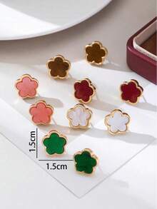 5对花朵耳钉，适合女士日常穿搭 - 5對套裝 - 查看 6