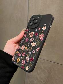 Funda de teléfono con impresión UV de fondo negro con flor de estampado floral disperso, apta para iPhone 17-11 Pro Pro Max Plus y Series, regalo para todas las ocasiones, versión internacional, no la versión nacional - Multicolor - Ver 4