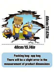 Minions Hình dán tường tự dính chống thấm nước hình hoạt hình, thích hợp cho tiệc sinh nhật, tiệc lễ hội, họp mặt gia đình và trang trí Giáng sinh trong nhà. - Nhiều màu - Xem 3