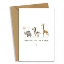 Welcome To The New Parents World Card, Adorable Watercolor Animal Design, Suitable For Grandson, Daughter, Son, Fun Party Gift For Young People's Shower Or Birthday, Interesting Illustrations, Gift Box, Souvenir - A - View 5