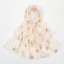 1pc Women's New Arrival Island Silk Embroidered Long Scarf Shawl, Beach Cover-Up Accessory - Multicolor - View 7