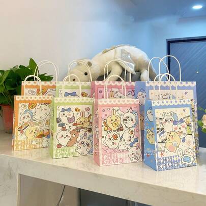 chiikawa 1pc Cartoon Paper Bag, Tote Bag, Gift Packaging Bag, Kraft Paper Bag, Storage Bag, Collection Display And Storage, New Year's Gift, Valentine's Day Gift, Easter Gift [Random Style]