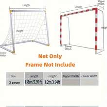 1pc Full Size Soccer Net, Made Of PE Material, Waterproof And UV Resistant, Easy To Install, Suitable For Soccer Field Training And Net Replacement - Multicolor - View 8
