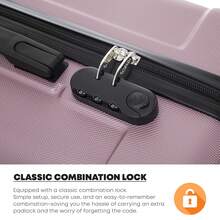 YONSLY 4-Piece Wheeled Suitcase Set With 360° Wheels, Combination Lock, Robust Double Zipper, Mesh Pocket, Soft Rubber Handle, 16/20/24/28 Inch Trolley Suitcase, Hard Shell Carry-On Luggage Set (4-Piece Set, S, M, L & XL) - 玫瑰紅 - 查看 3