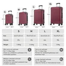 YONSLY 4‑Piece Suitcase Set 16/20/24/28 Inches With Wheels 360° Combination Lock Double Zipper Mesh Pocket Soft Rubber Handle For Vacations And Family - 酒紅色 - 查看 2