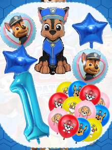 Bộ trang trí bóng bay chủ đề Paw Patrol - Bóng bay số lớn màu xanh dương 32 inch, bóng bay cao su cao cấp 12 inch in hình các nhân vật Chase, Mar Shall, Rubble, Skye, hoàn hảo cho tiệc sinh nhật, lễ hội, lễ tốt nghiệp, kỷ niệm và tất cả các loại tụ họp lễ hội, đồ dùng tiệc cho mọi lứa tuổi, đạo cụ phông nền chụp ảnh, dễ dàng bơm hơi và lắp ráp cho các sự kiện trong nhà và ngoài trời. - Chase Balloon - Xem 18