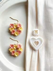 Jewelry Making Kit Peony Daisy Tulip Polymer Clay Cutters Set Heart & Book Shapes Molds For DIY Statement Earrings & Handmade Craft Tool - Sweet Clay Garden - View 10