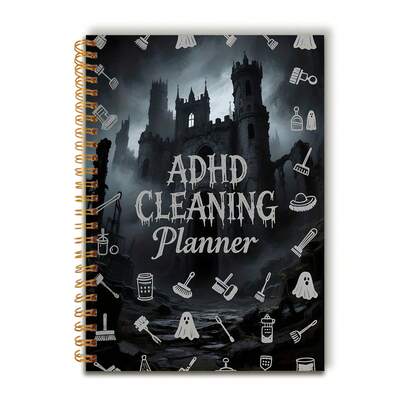 دفتر A5 ، مخطط تنظيف جمالي لمتلازمة نقص الانتباه وفرط النشاط ، جدول وقائمة مراجعة تنظيف المنزل ، دفتر المهام المنزلية ، تنظيم المكتب وإدارة الوقت الشخصي