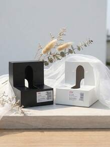 Haus Hana 1 件 ABS 塑料 L 型纸巾盒架，创意多功能面巾纸分配器，适用于客厅、办公室、浴室、厨房、宿舍、咖啡厅、面包店 - 純黑 - 查看 5
