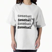 Born To Play_ A Baseball Design Oversized T-Shirt - 白色 - 查看 1