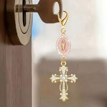 Llavero con dije de la Virgen María en rosa, adecuado para el coche, bolso y llaves - llavero - Ver 6