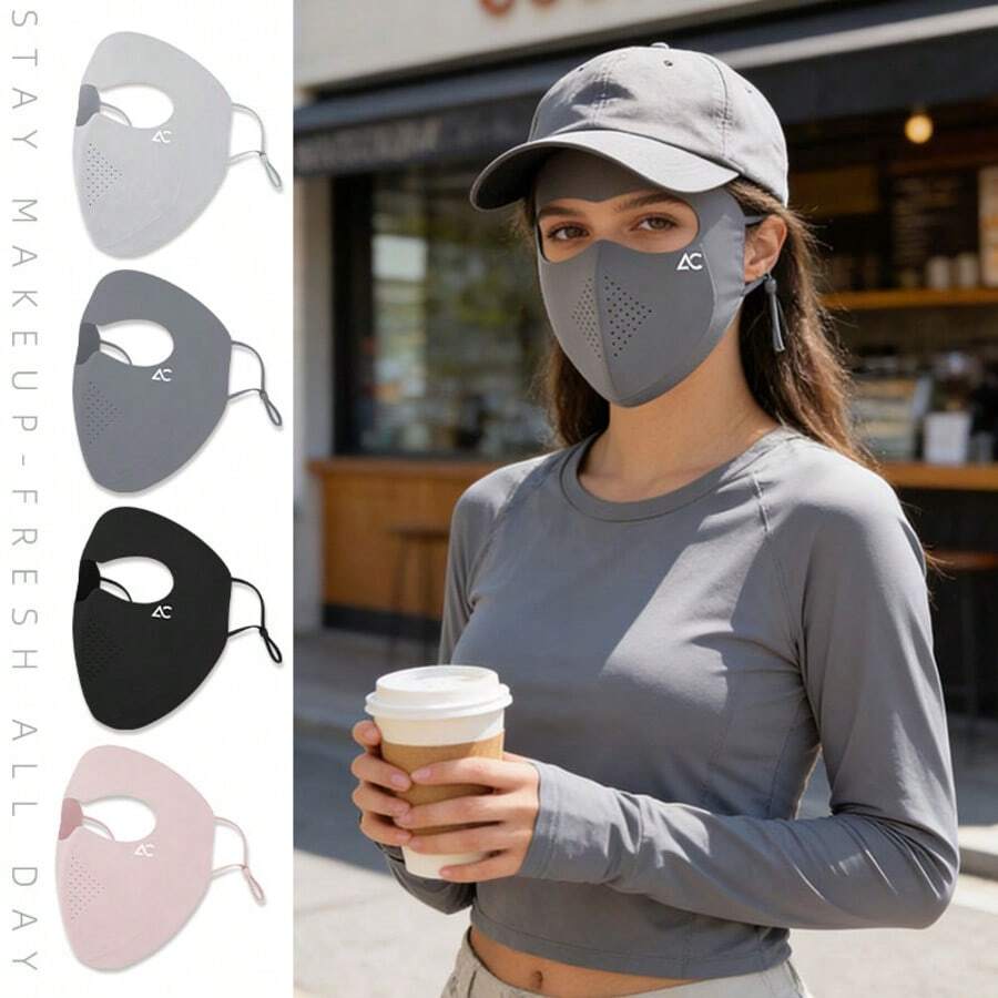 女士防晒面罩!四色可选,适合户外骑行、跑步、通勤等多种场合。透气不闷热,持久防晒,防止妆容晕染,时尚显瘦! - 彩色 - 查看 1