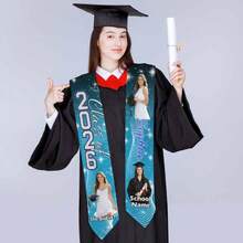 1PC 6.45" X 71.7" Custom Photo Graduation, Personalized Class Of 2026 Sash, Graduation Gifts, For Seniors - Style-1 - View 4