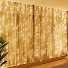 300 LED Curtain Lights, 3m*3m/9.84ft X 9.84ft, Warm White, 8 Lighting Modes, USB Powered With Remote Control, Suitable For Room, Window, Wedding, Party, Christmas - USB Curtain Light String - View 11
