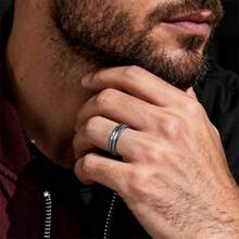 Men's Gothic Punk Cross Spinner Ring, Black Stainless Steel Engraved "Promise You & Myself" Promise Ring, Hip Hop Streetwear Jewelry For Daily Wear - Gun Black - View 5