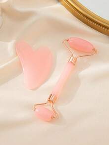 2pcs Gua Sha Tool Set: 1 Double-Head Massage Roller, 1 Heart-Shaped Gua Sha Board. Facial Massage Can Reduce Puffiness, Soothe And Soften The Skin, Leaving The Skin Radiant. - View 4